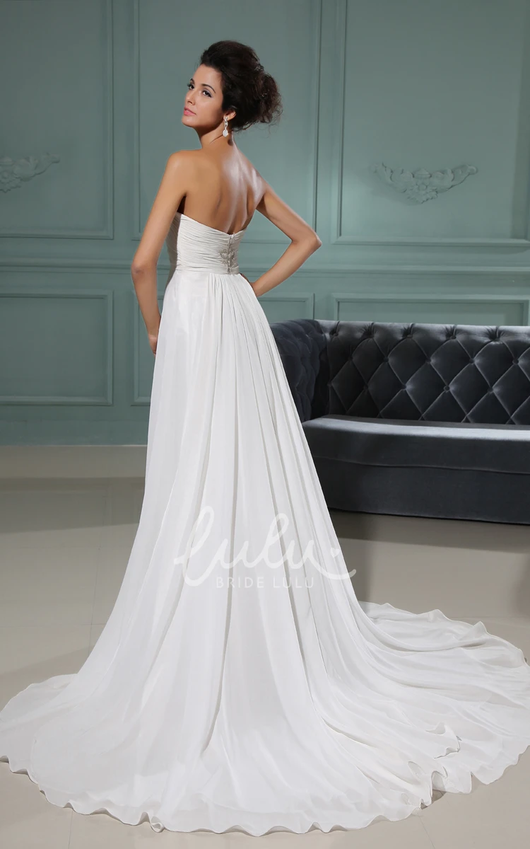 A-Line Lace and Ruched Bodice Wedding Dress