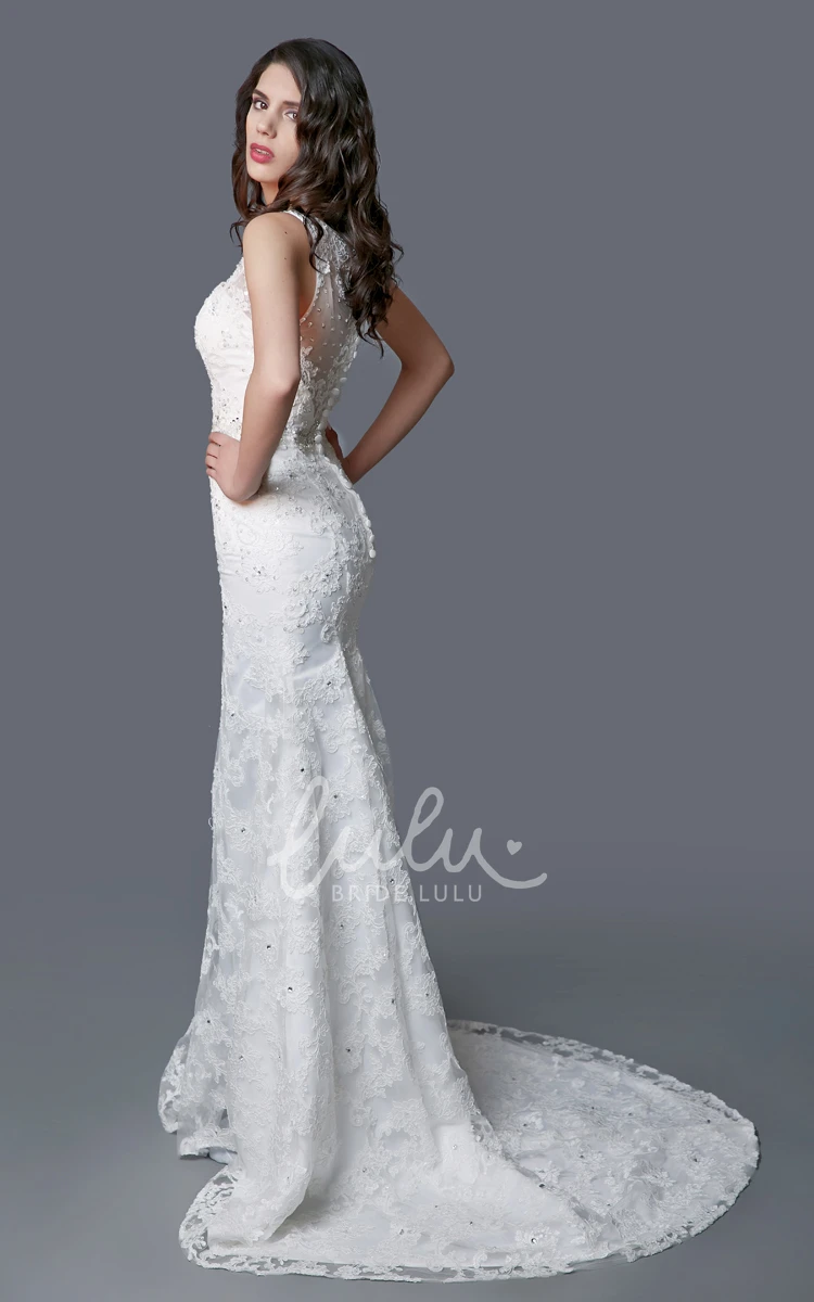 Lace Mermaid Wedding Dress with V-Neck and Illusion Back Elegant and Amazing