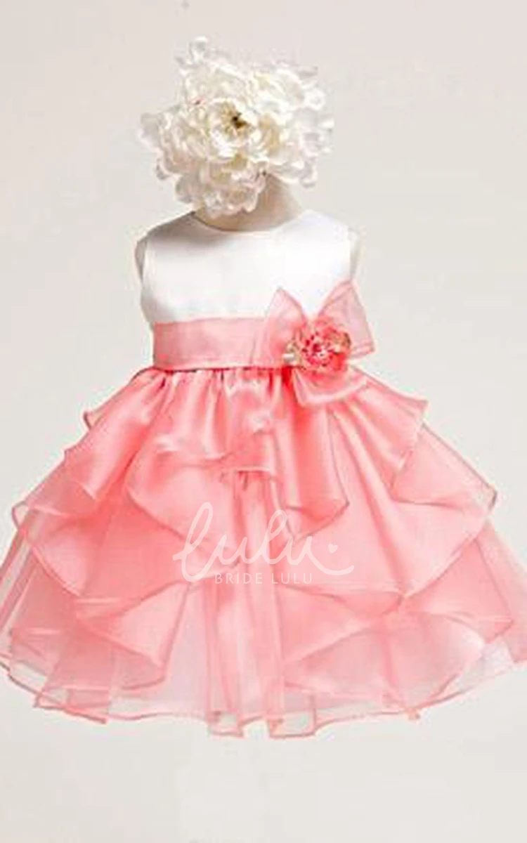 Tiered Organza Flower Girl Dress Tea-Length