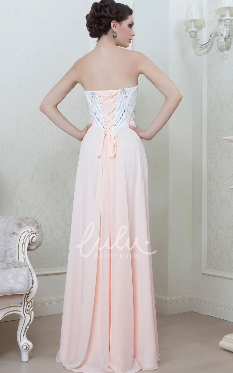 Sweetheart Beaded Long Chiffon Sheath Evening Dress