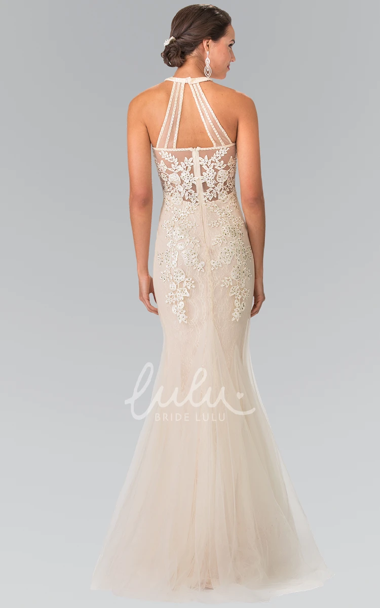 Trumpet Lace Straps Sleeveless Dress With Appliques and Beading Formal Dress