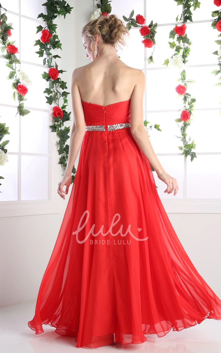 Sweetheart A-Line Chiffon Backless Dress with Ruching and Beading Bridesmaid Dress