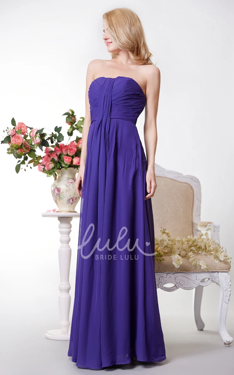 Flowy Chiffon A-line Prom Dress with Pleats and Open Back