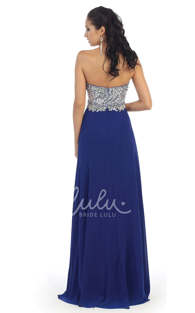 Sweetheart Chiffon Backless Bridesmaid Dress with Pleats and Beading