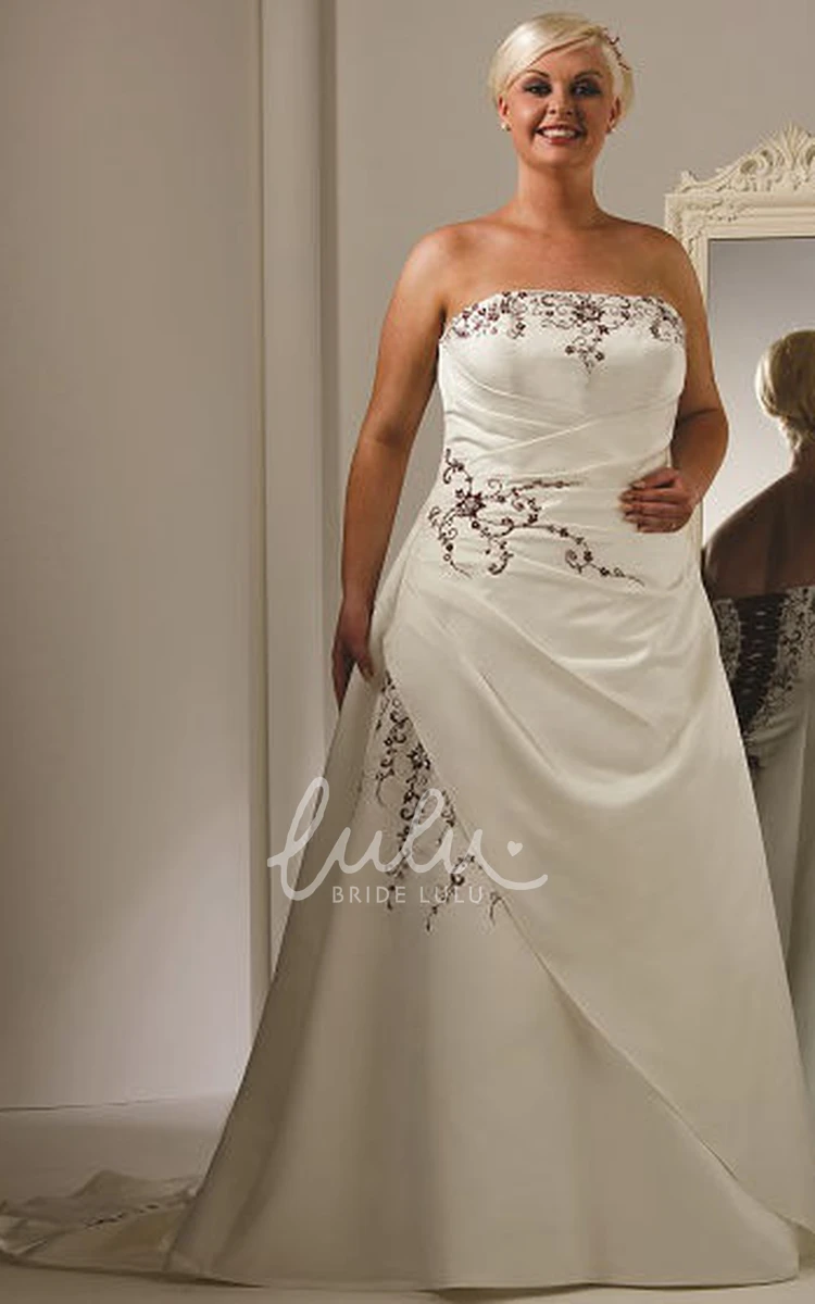 A-Line Taffeta Bridal Gown with Embroidery and Strapless Neckline