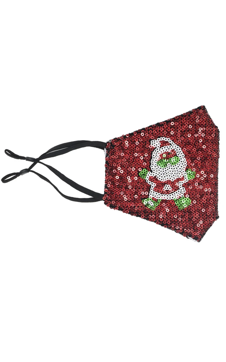 Non-medicial Sequin Christmas Cotton Reusable Face Mask In 7 Colors