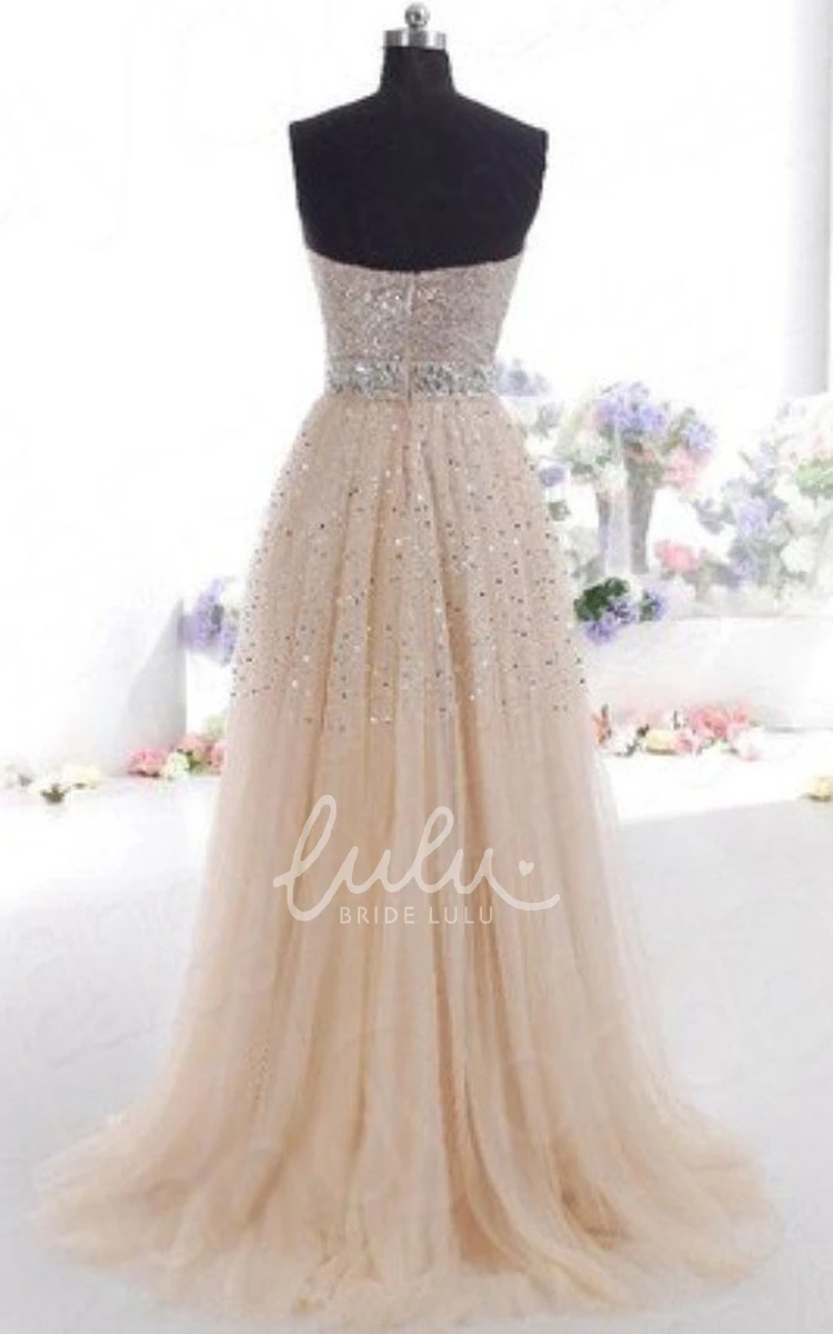 Sequin Tulle Floor-Length A-Line Dress for Women