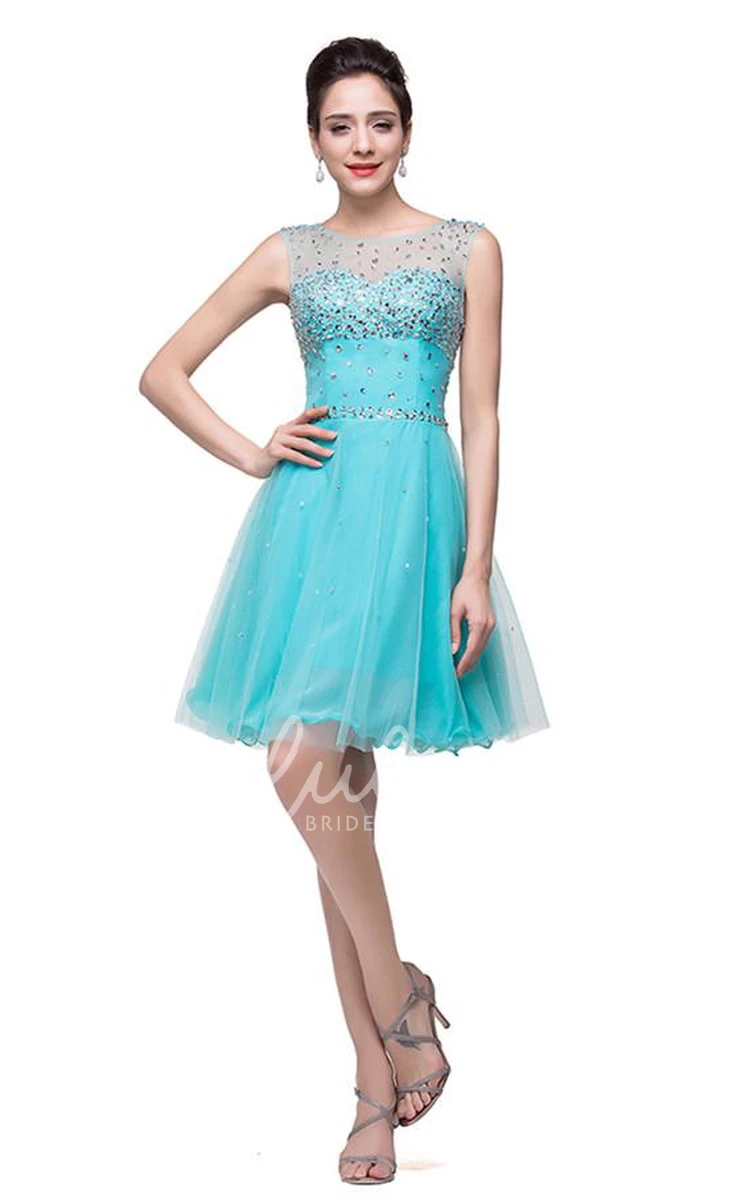 Crystal Embellished Tulle Short Homecoming Dress Classic & Chic