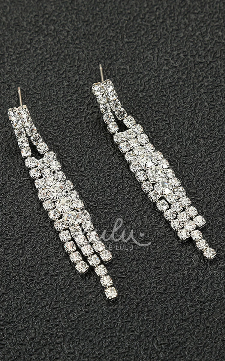 Classic Bridal and Evening Party Rhinestone Necklace and Earrings Jewelry Set