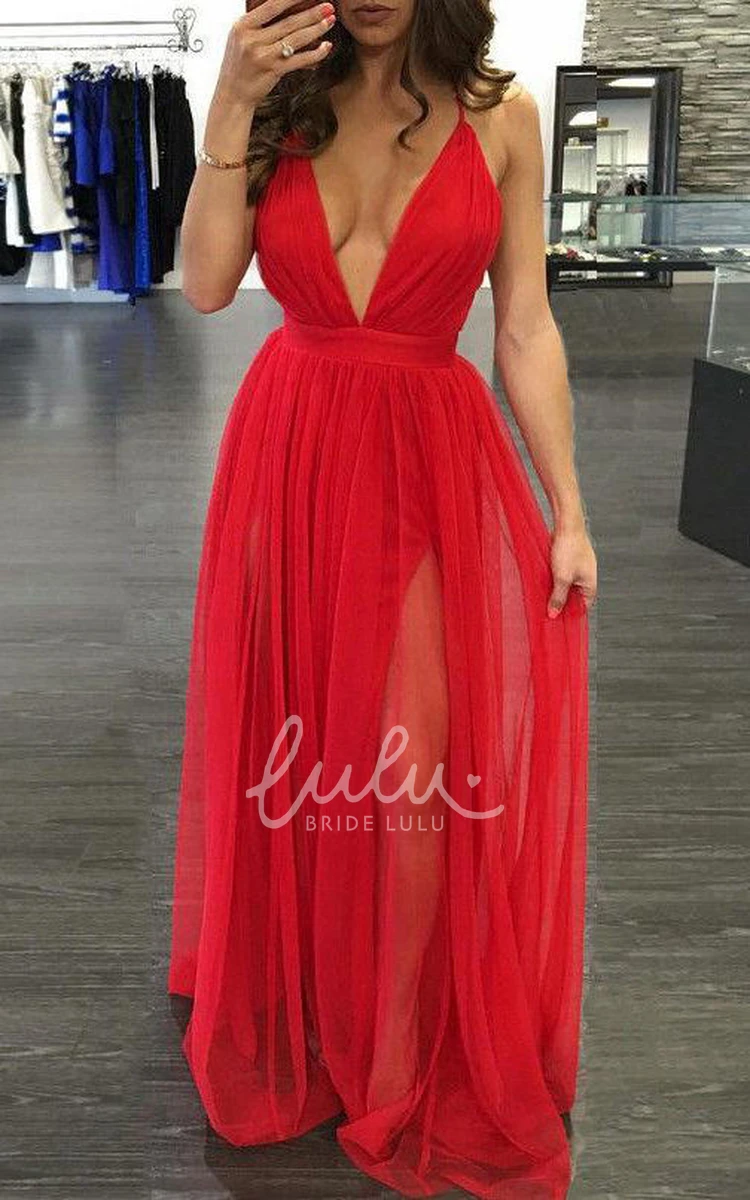 Long Chiffon Pleated Formal Dress with Sleeveless Design