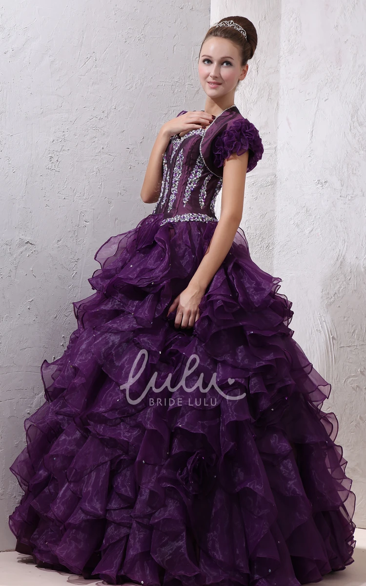 Quinceanera Dress with Beading and Ruffles Unique Strapless Organza