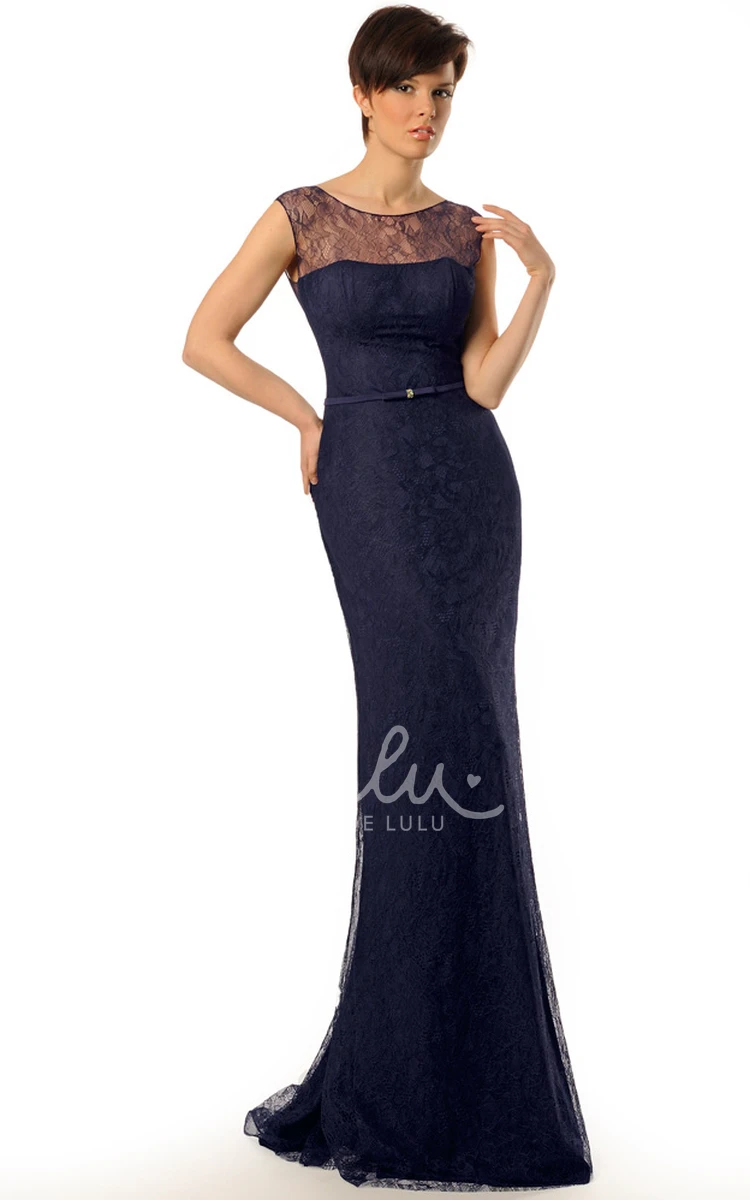 Sleeveless Sheath Lace Prom Dress with Scoop-Neck