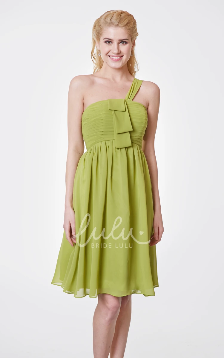 Short Chiffon Prom Dress with One-shoulder Greek Style and Ruched Bodice