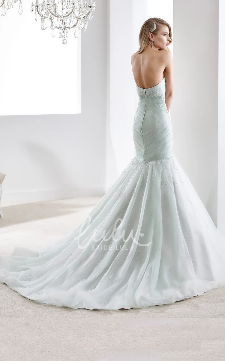 Mermaid Wedding Gown with Pleated Details Sweetheart Beaded & Open Back