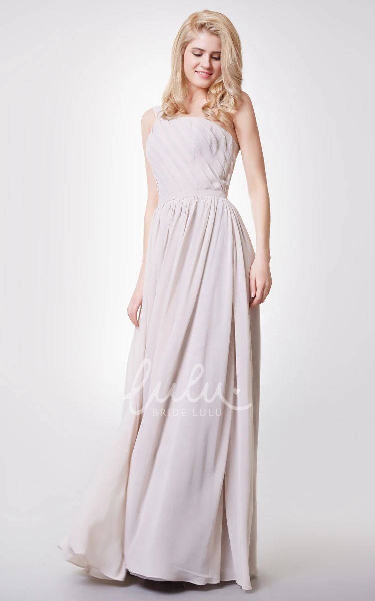 One Shoulder Pleated A-line Chiffon Bridesmaid Dress Elegant & Modern