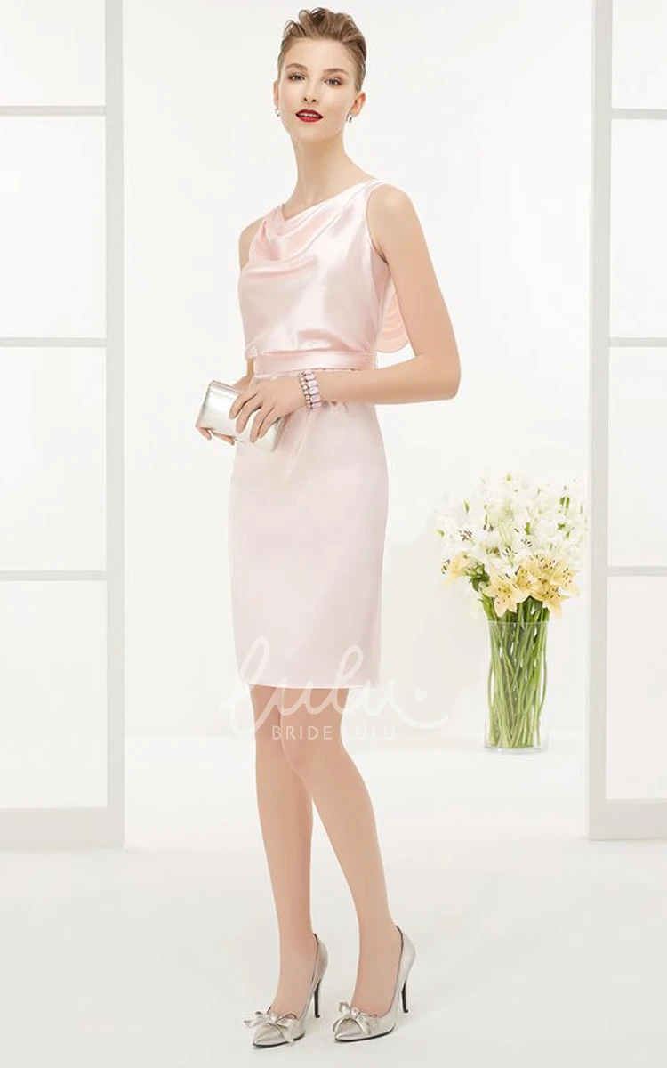 Knee Length Prom Dress with Applique Straps and Taffeta Cowl Top Unique Prom Dress