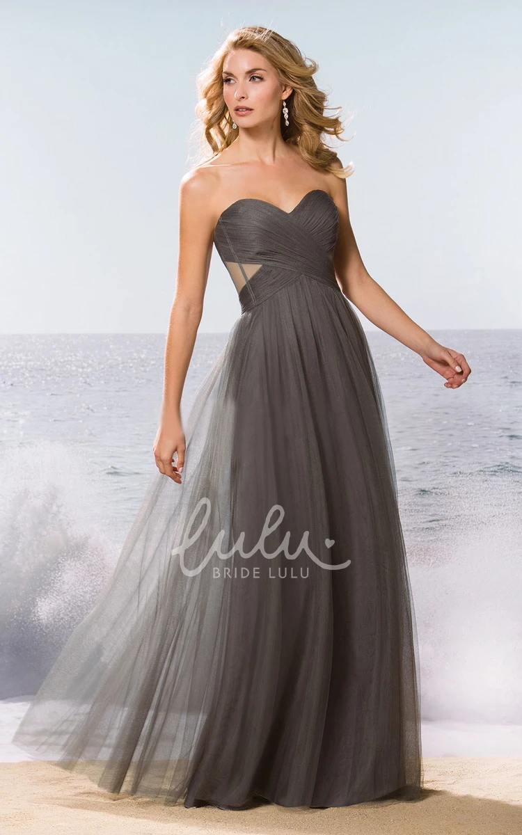 Sweetheart A-Line Tulle Gown With Pleats And Side Cuts Classic Sweetheart A-Line Bridesmaid Dress with Pleats and Side Cuts