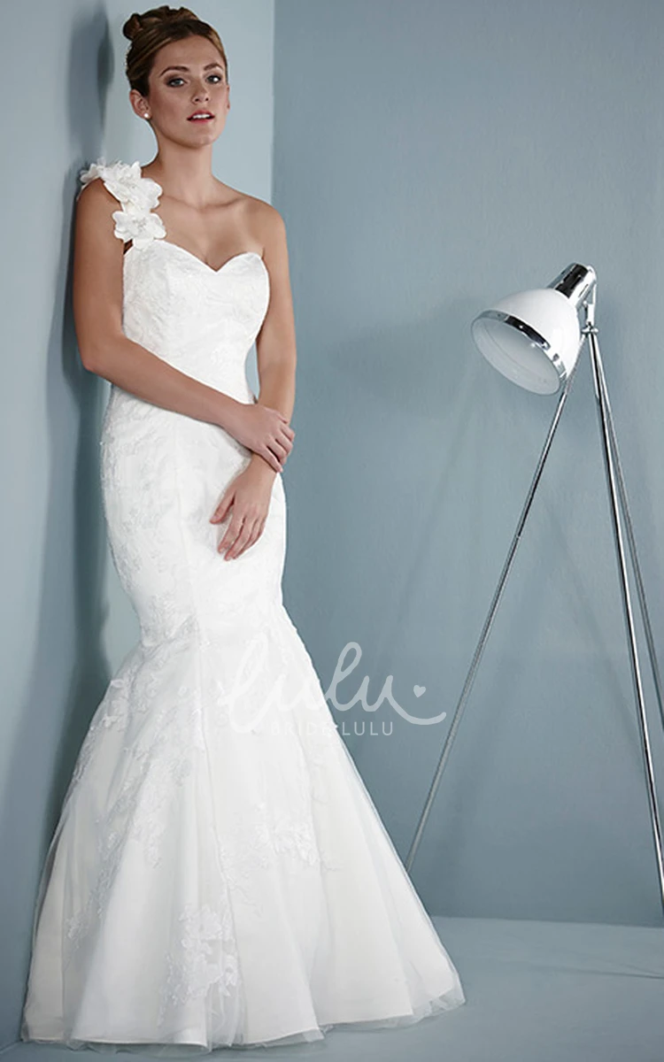 Floral Satin Sheath Wedding Dress with Appliques and Corset Back