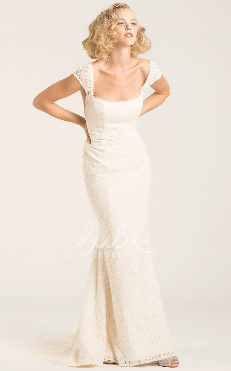 Queen-Anne Lace Sheath Wedding Dress Timeless Bridal Gown