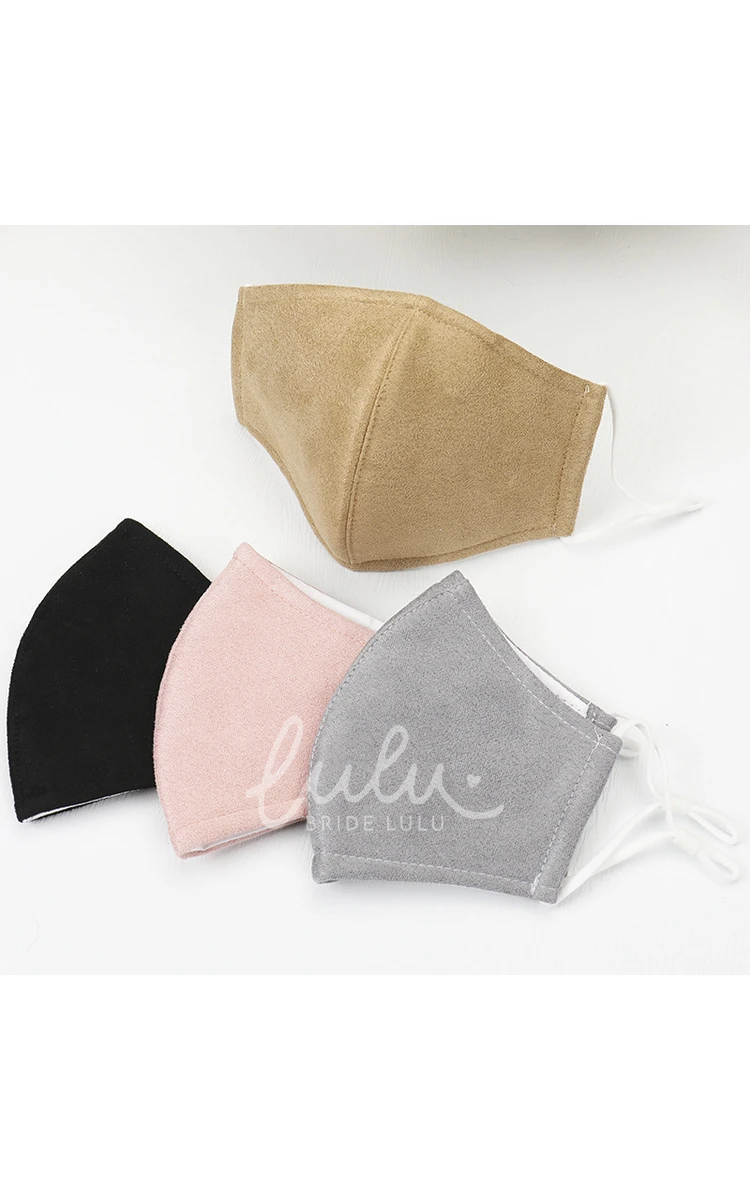 Non-medicial Faux Suede Pure Color Thick Cotton Washable Face Mask In 5 Colors