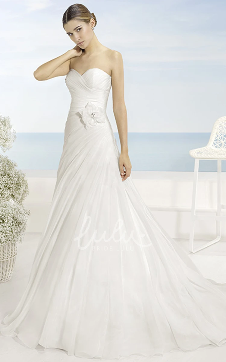 Organza A-Line Wedding Dress with Sweetheart and Cape