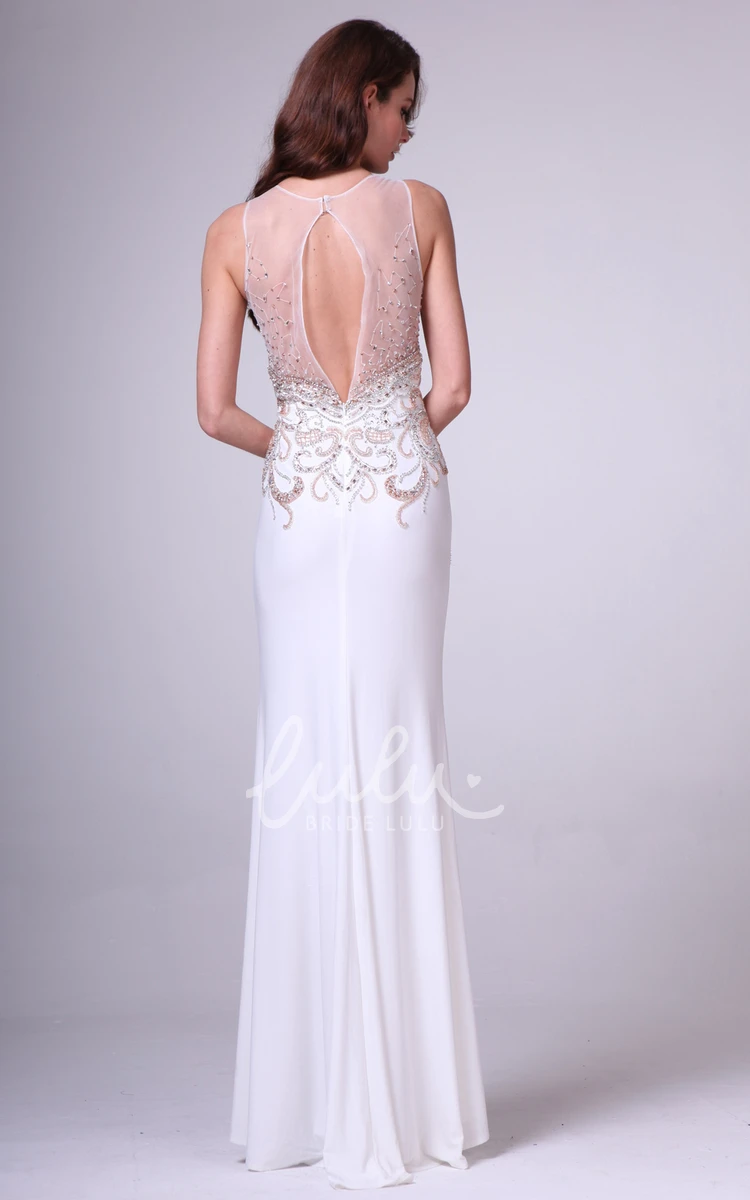 Sleeveless Jersey Keyhole Formal Dress with Beading Sheath or A-Line