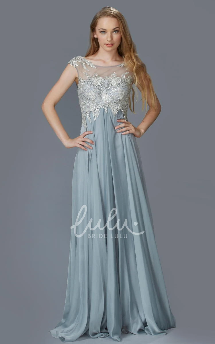 Chiffon A-Line Dress with Appliques and Pleats Classy Bridesmaid Dress