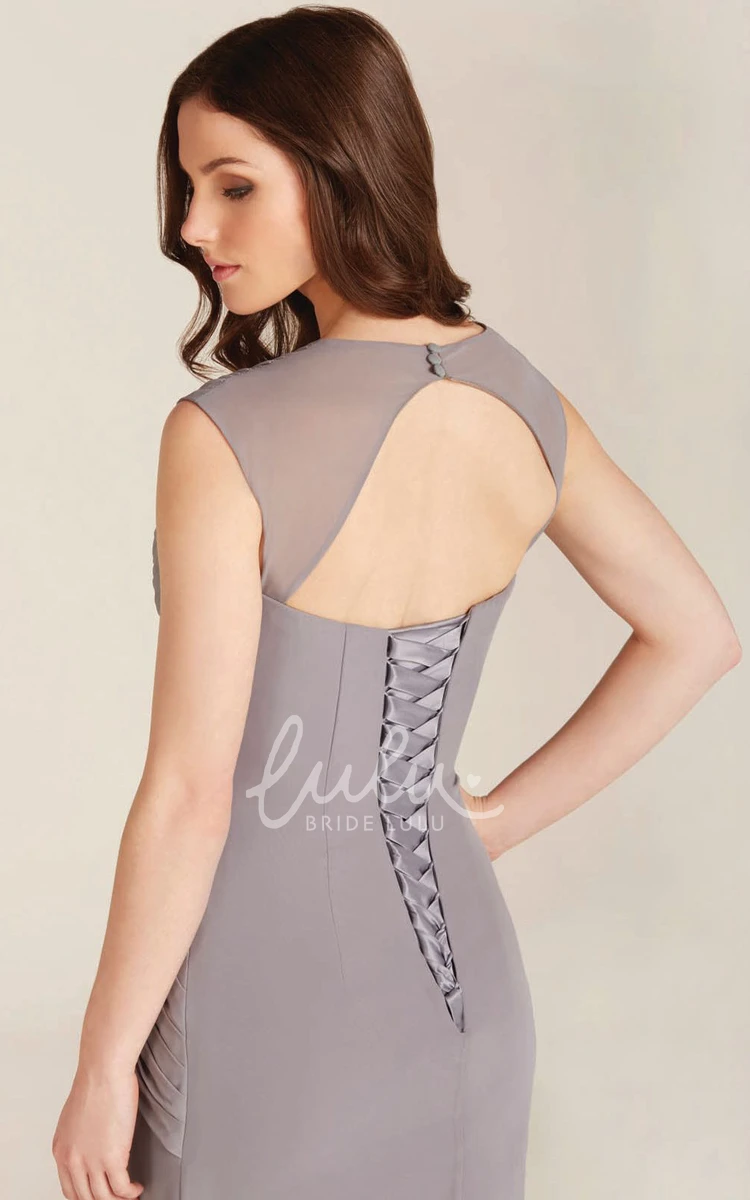 Criss-Cross Chiffon Bridesmaid Dress Sheath Floor-Length Cap-Sleeve