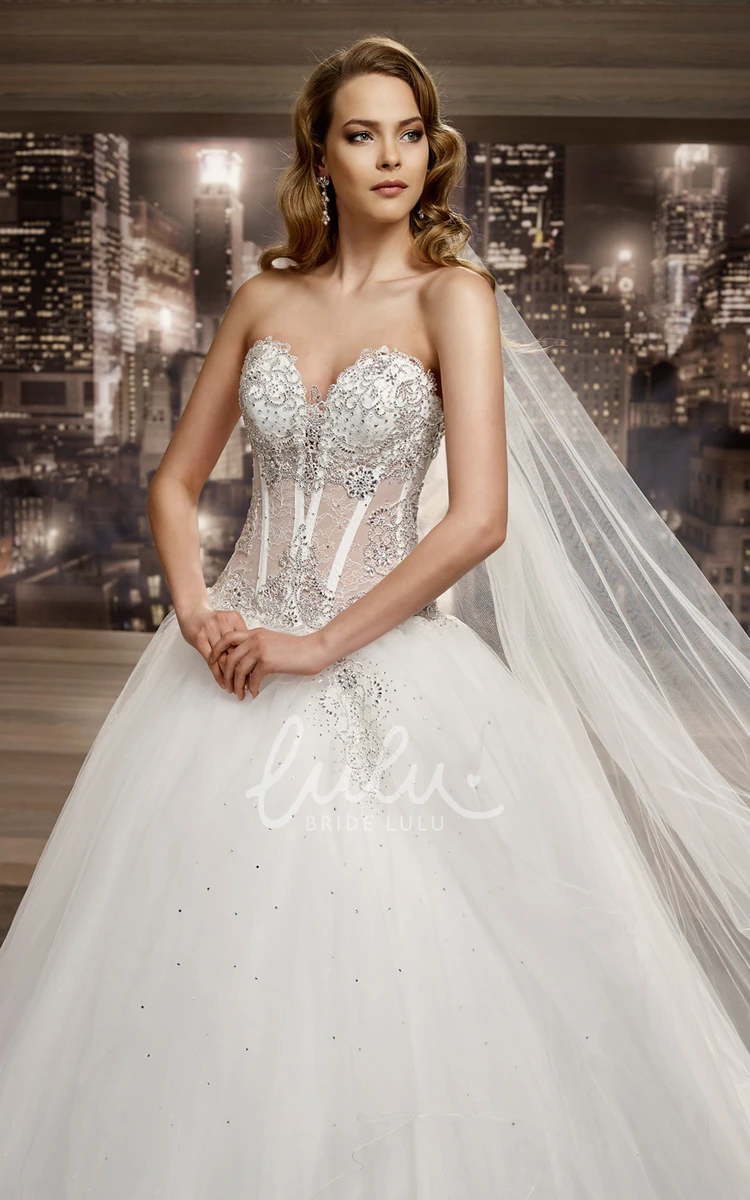 Asymmetrical Ruffle A-Line Wedding Dress with Beaded Corset