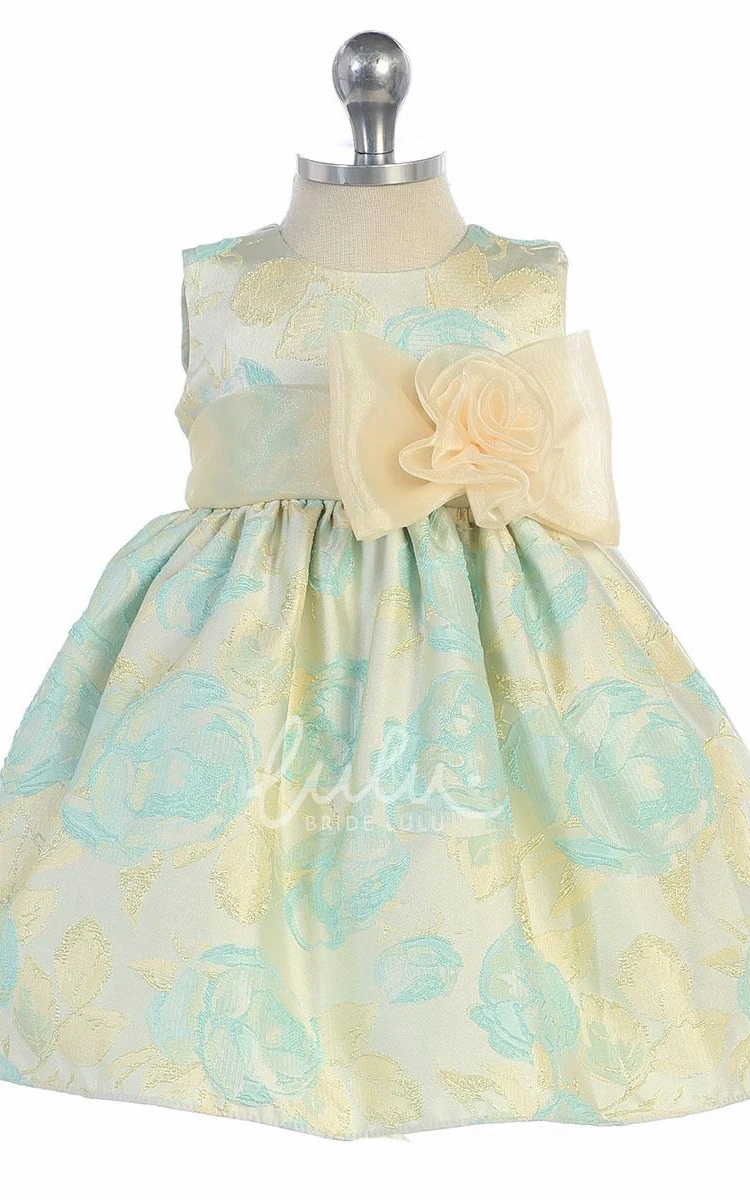 Floral Organza & Satin Tea-Length Flower Girl Dress Classy Boho Dress