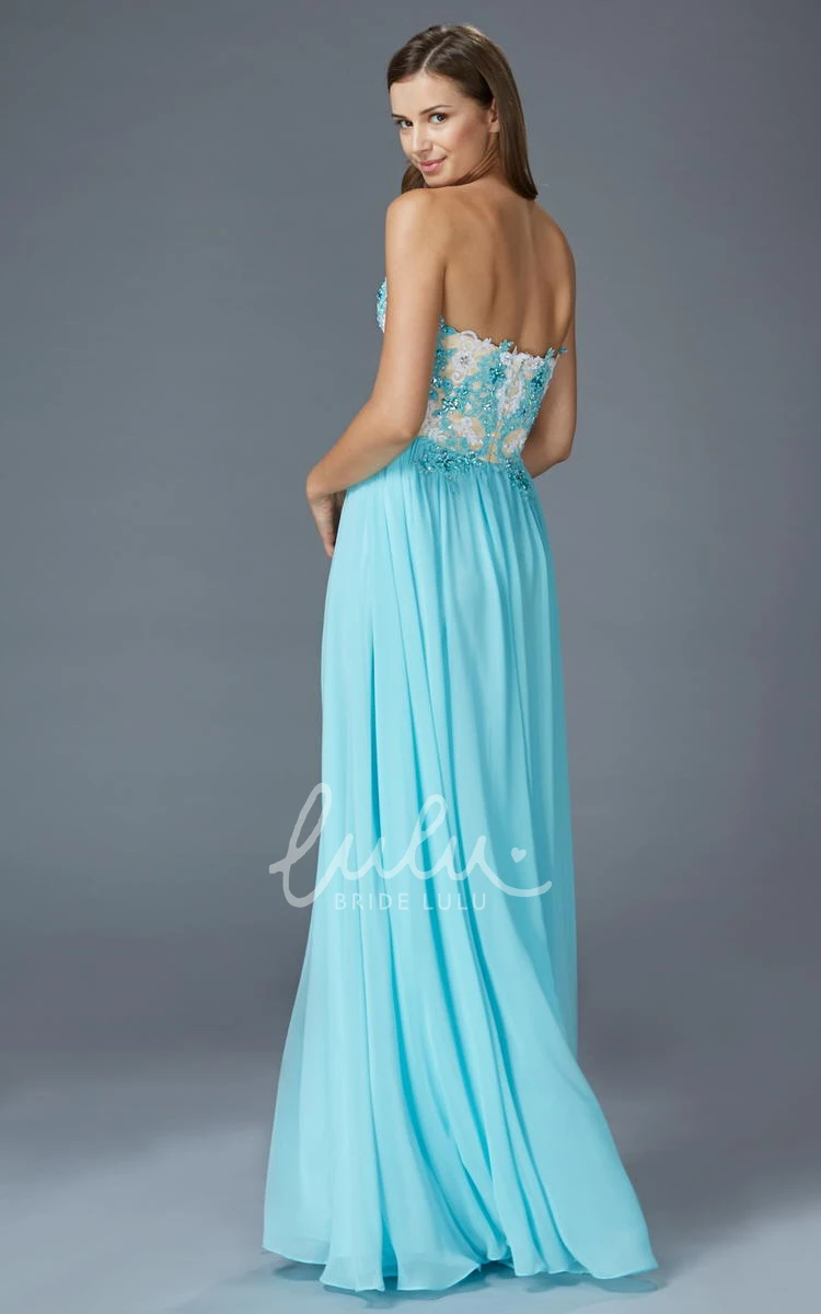 Applique Empire Sweetheart Maxi Bridesmaid Dress in Chiffon