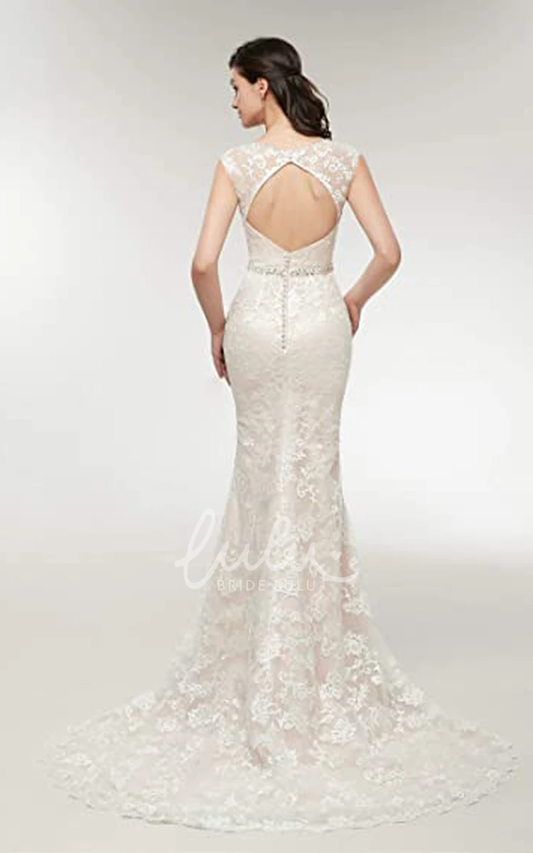 Lace Jewel Neckline Wedding Dress with Adorable Appliques Elegant Garden Wedding Dress