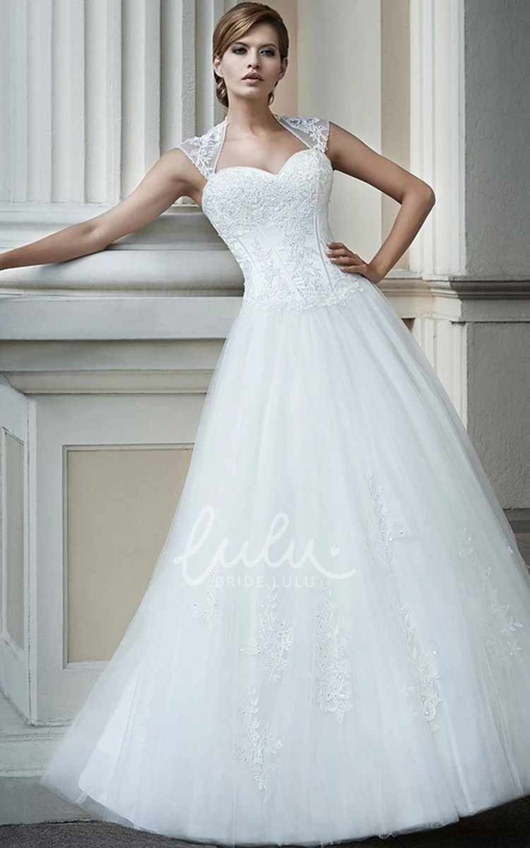 Queen-Anne Lace A-Line Wedding Dress with Applique