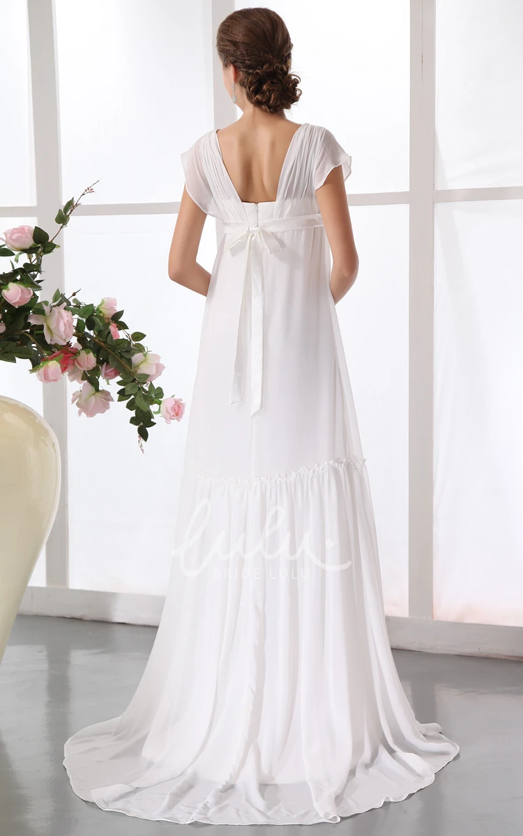 Floral Waistband Maternity Wedding Dress in Soft Flowing Fabric