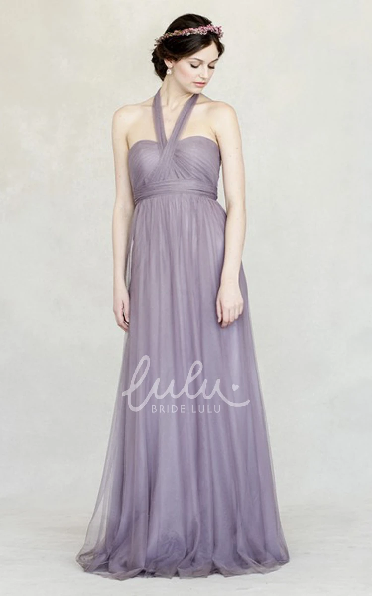 Floor-Length Empire Tulle Bridesmaid Dress Jeweled & Sweetheart