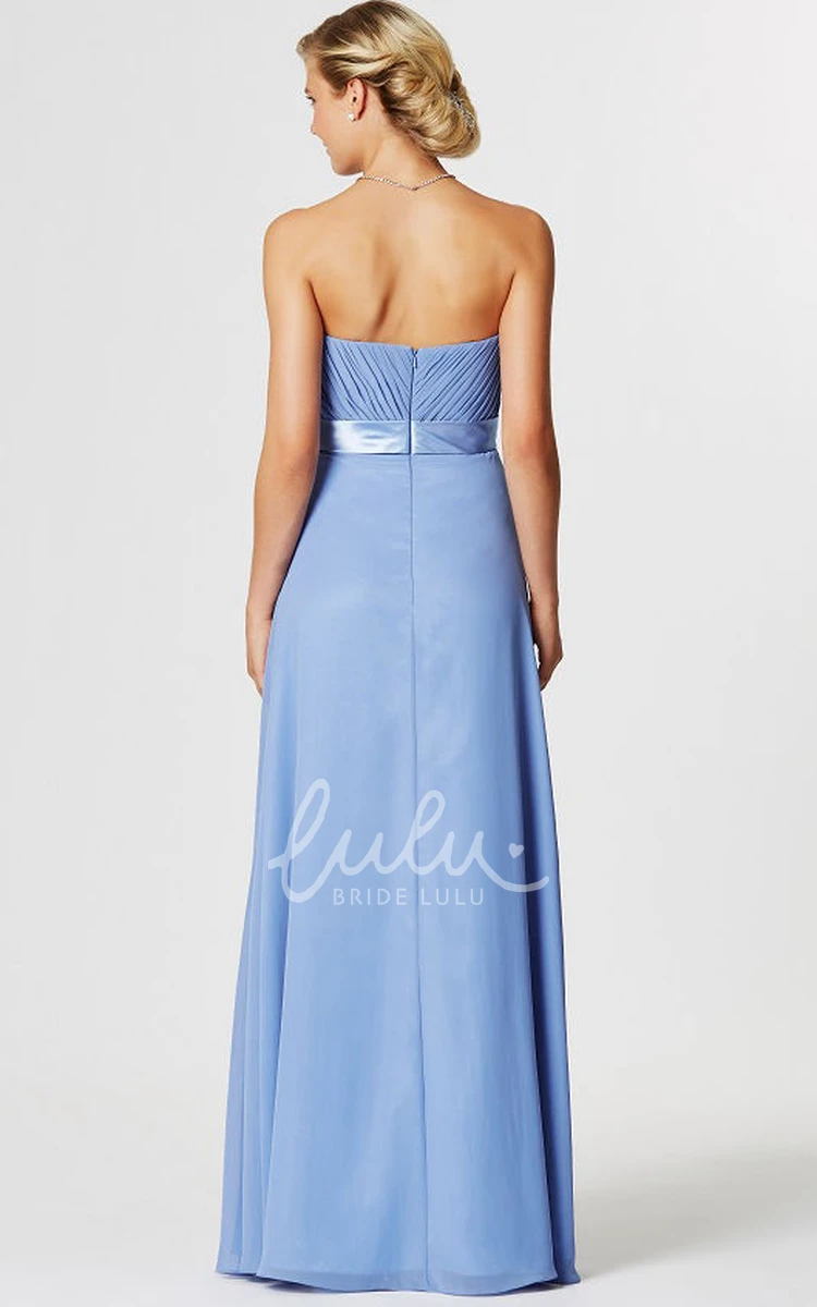 Sweetheart Sleeveless Chiffon Bridesmaid Dress with Criss-Cross Flower and Sash