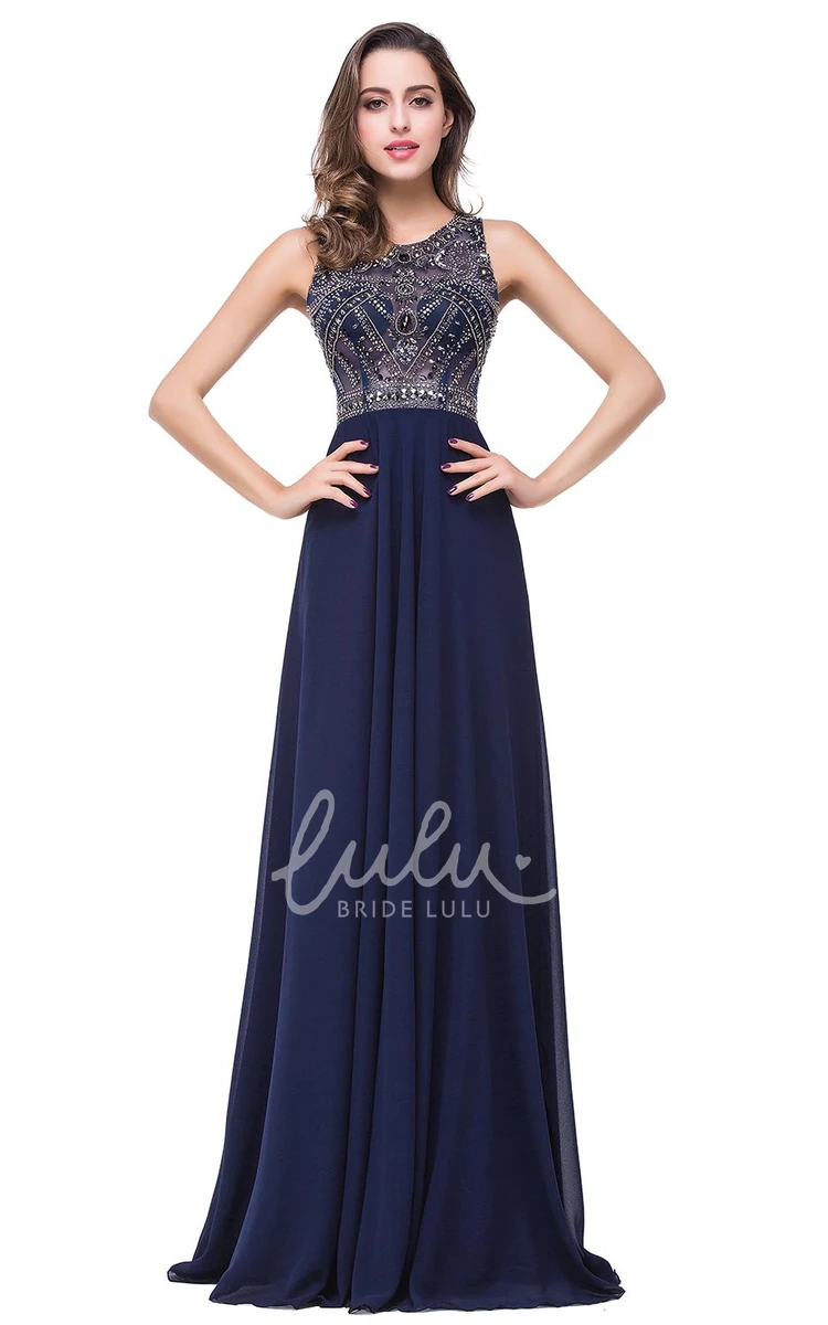Beaded Illusion Chiffon Prom Dress Modern A-line Dress 2024