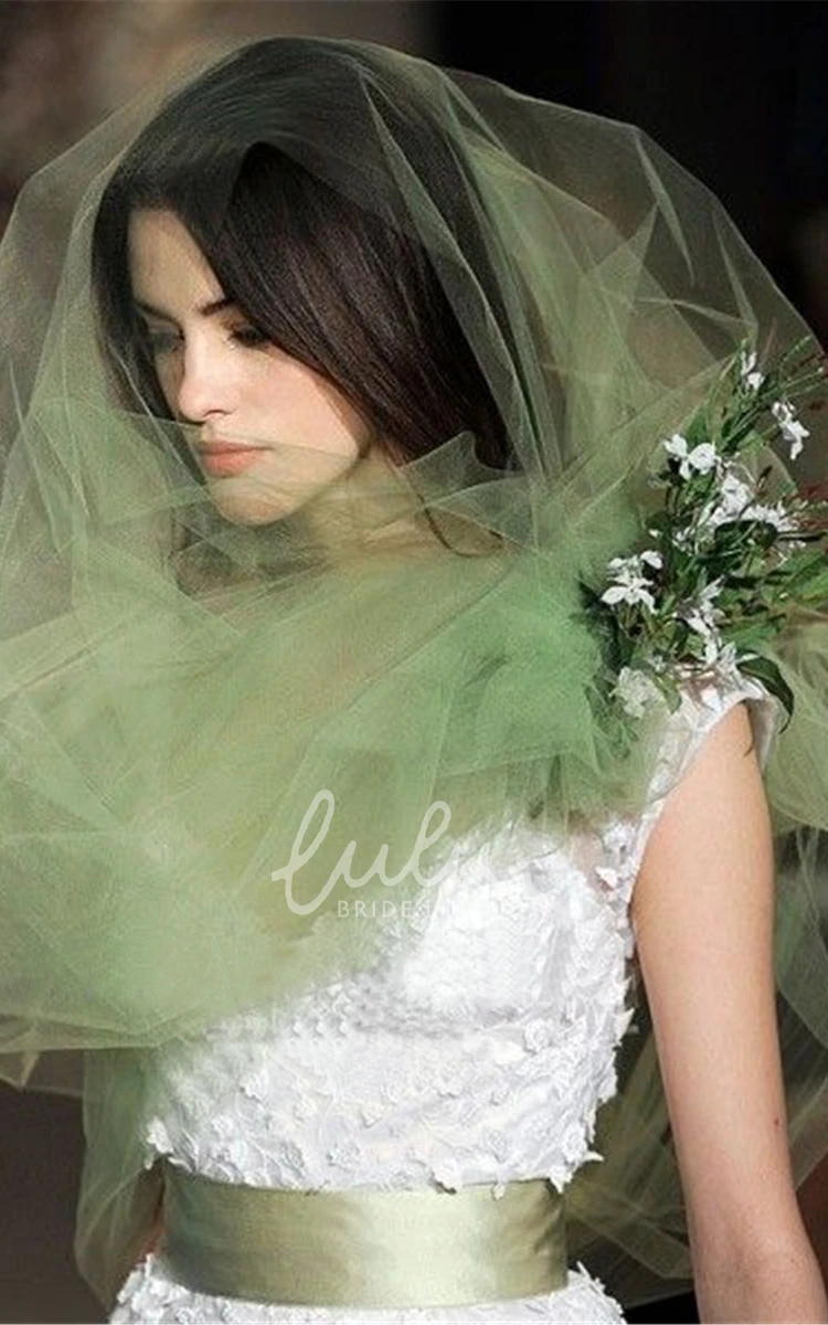 Light Green Bridal Veil Simple Tulle Design