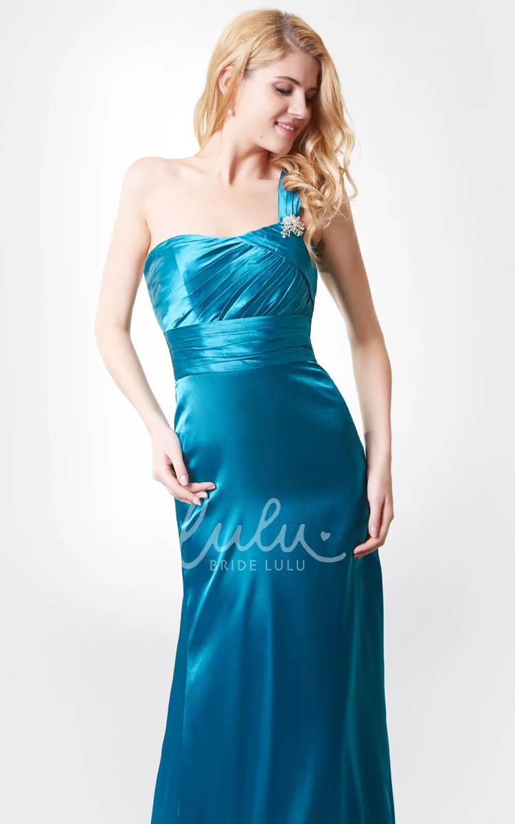 One Shoulder Ruched Chiffon Bridesmaid Dress With Tiers Long Flowy Elegant