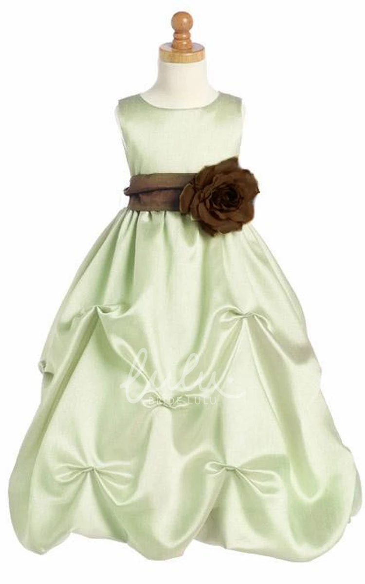 Ruched Organza Floral Flower Girl Dress with Bolero