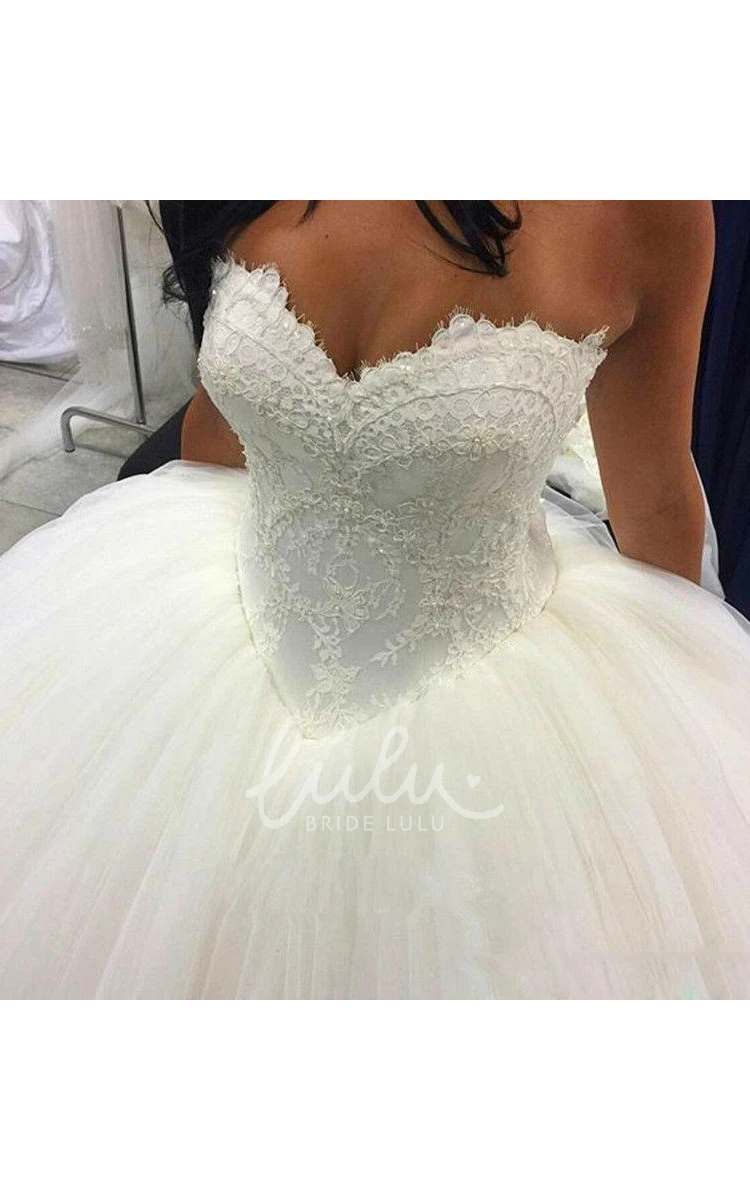 Sweetheart Lace Ball Gown Wedding Dress with Tulle and Corset Back