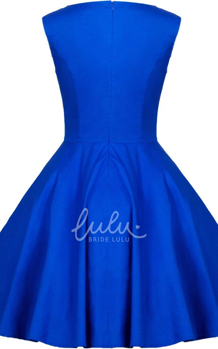 A-line Short Dress with Cap Sleeves and Bateau Neck Classy Prom Dress