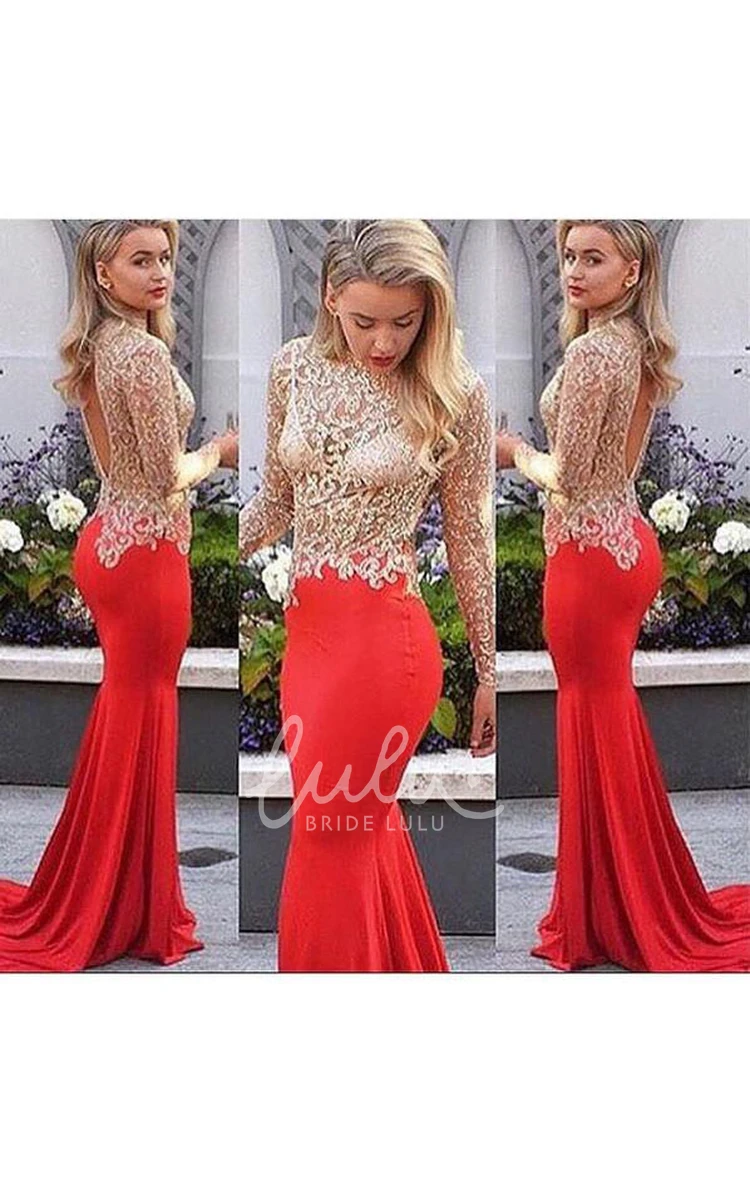 Elegant Lace Mermaid Formal Dress with Long Sleeves