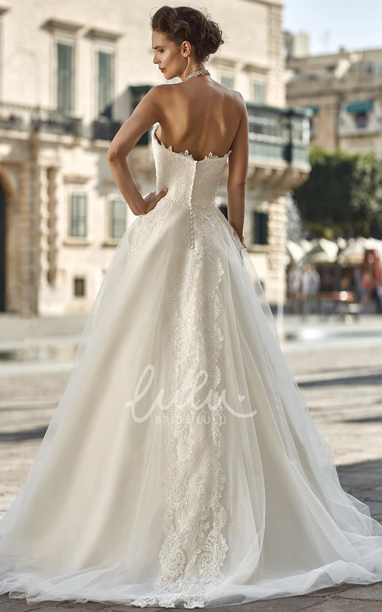 Sleeveless Tulle A-Line Wedding Dress with Sweetheart Neckline and Appliques