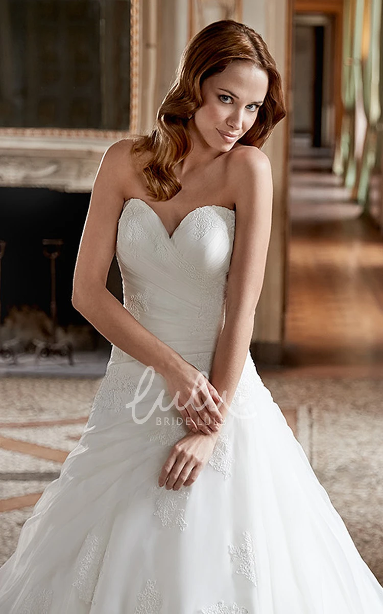 Organza Ball Gown Wedding Dress with Sweetheart Neckline and Appliques