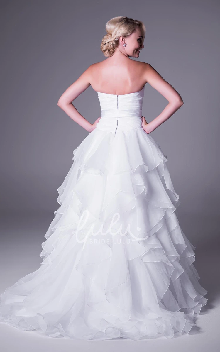 Jeweled Sweetheart Organza Wedding Dress with Criss Cross and Ruffles Ball Gown Wedding Dress