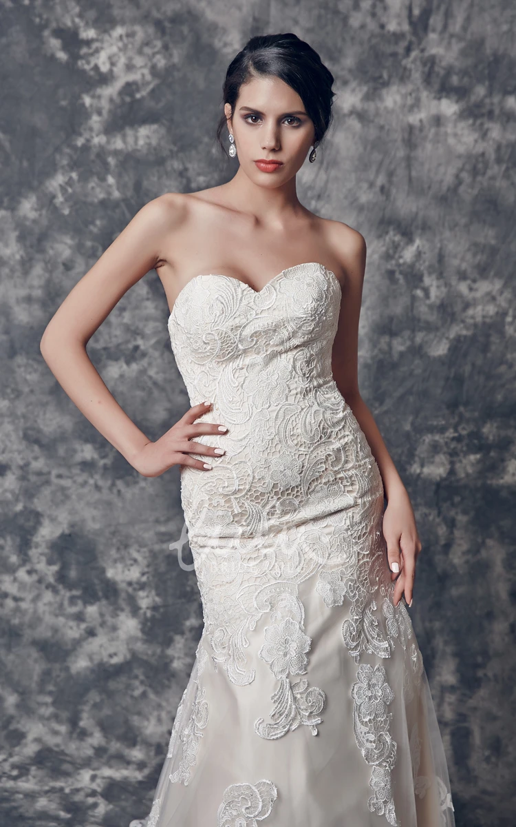 Fit and Flare Lace Wedding Dress with Sweetheart Neckline Elegant and Classy