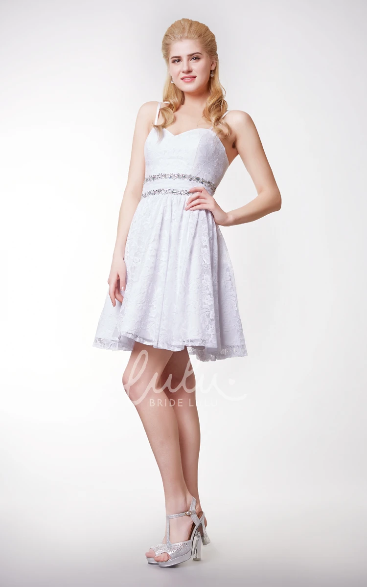 Short Lace Homecoming Dress with Beading Sweetheart A-Line Unique Flowy