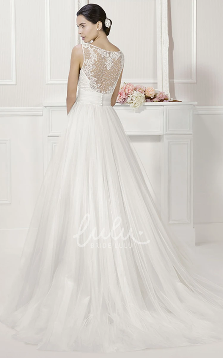 Removable Tulle Skirt Wedding Dress with Floral Lace Sheath