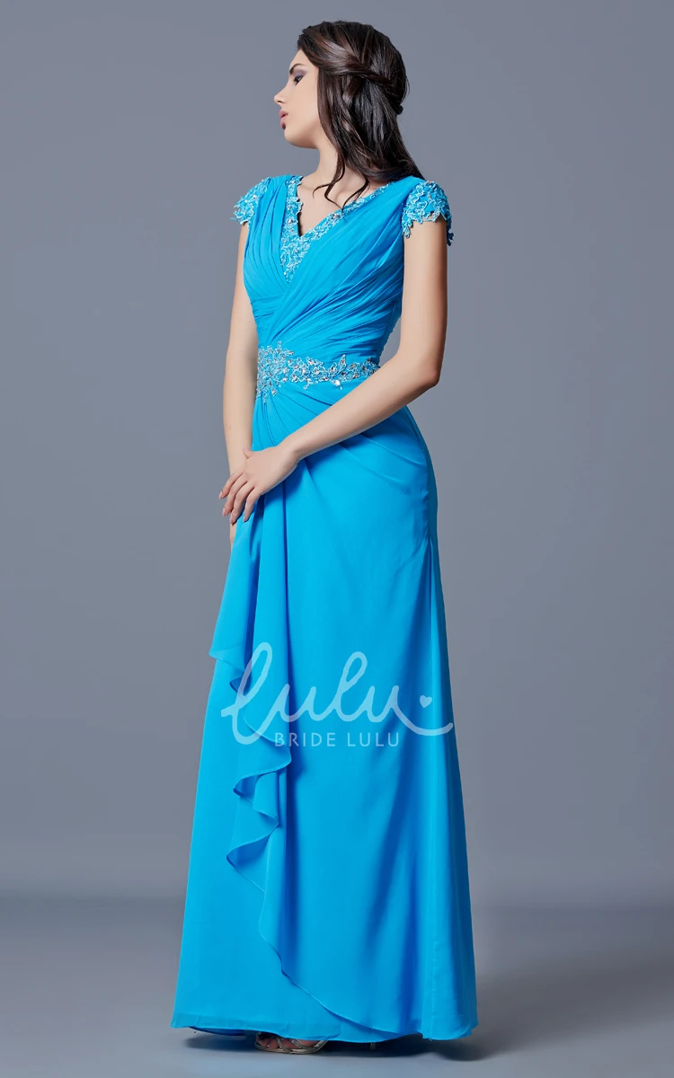 Mother of the Bride Dress with Chiffon Fabric Beaded Detail and Side Draping